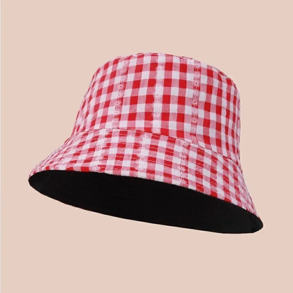 Red Gingham Satchel with Matching Strap and Hat Set